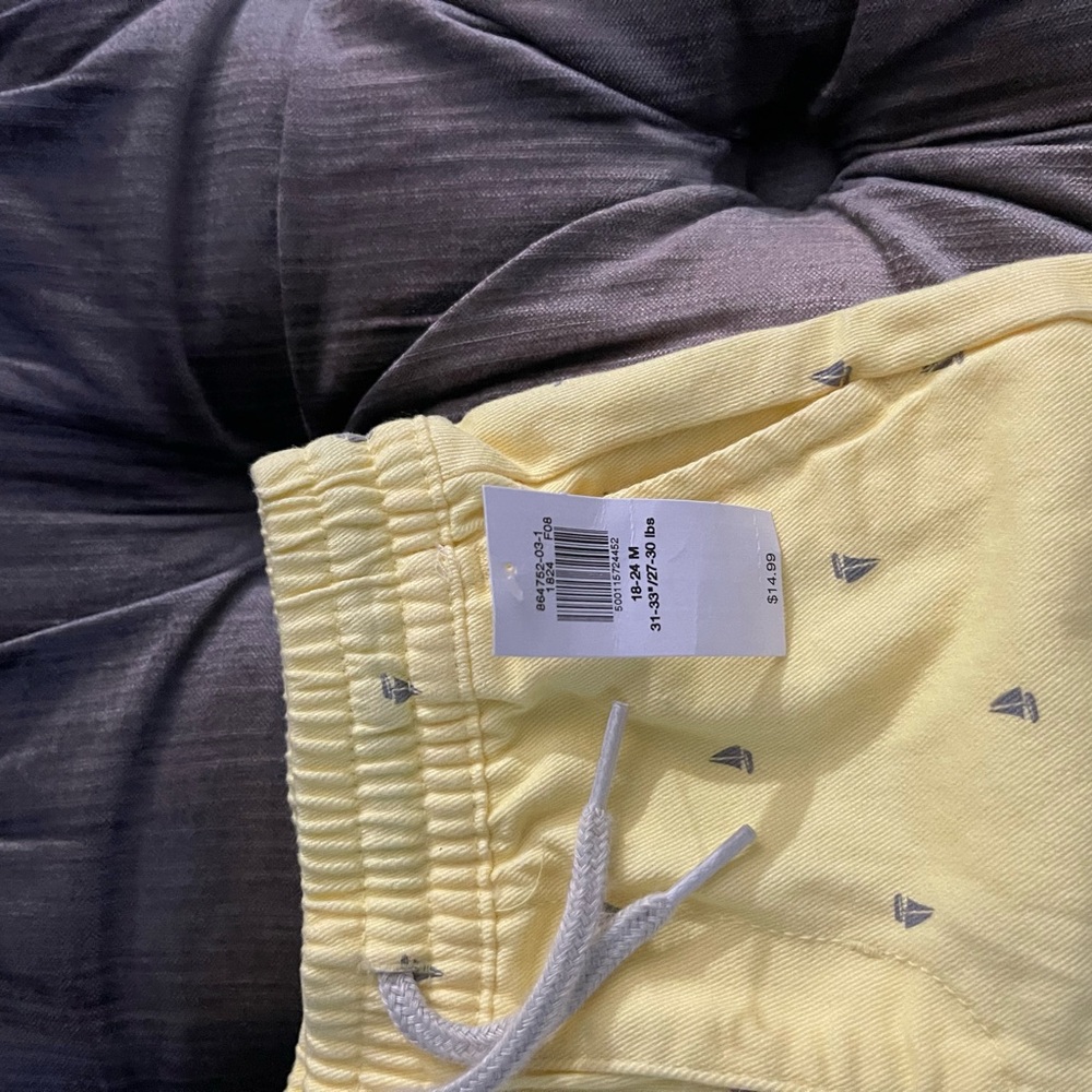 Yellow Kids Shorts with Sailboat Print